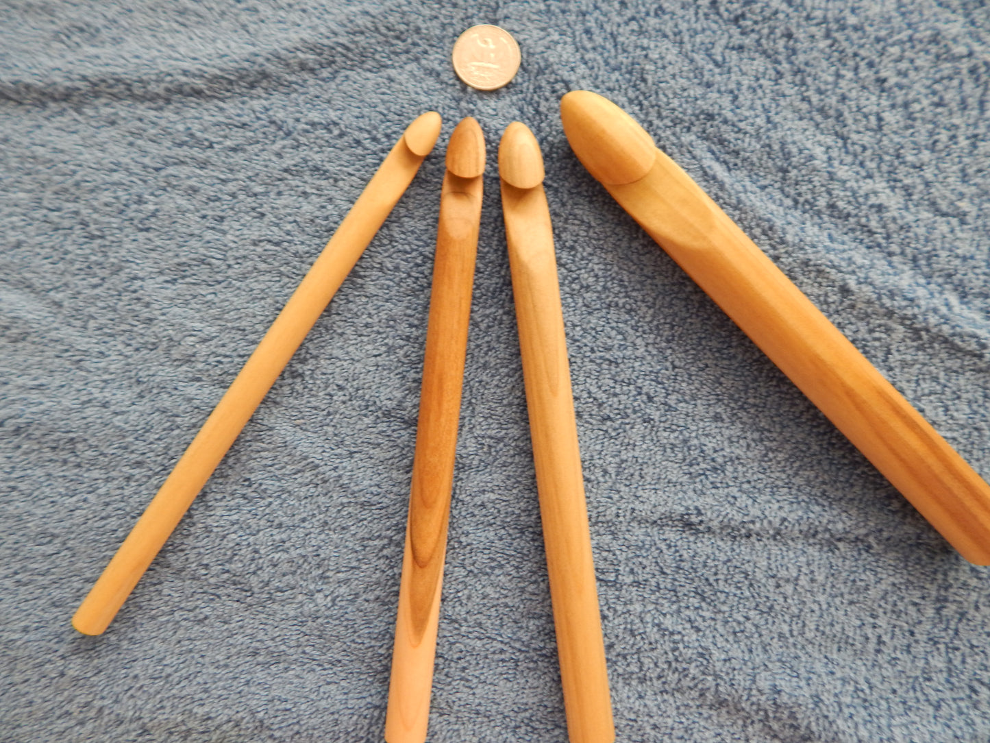 Choose 4 Handmade (Poplar & Maple) Rag Rug Crochet Hooks